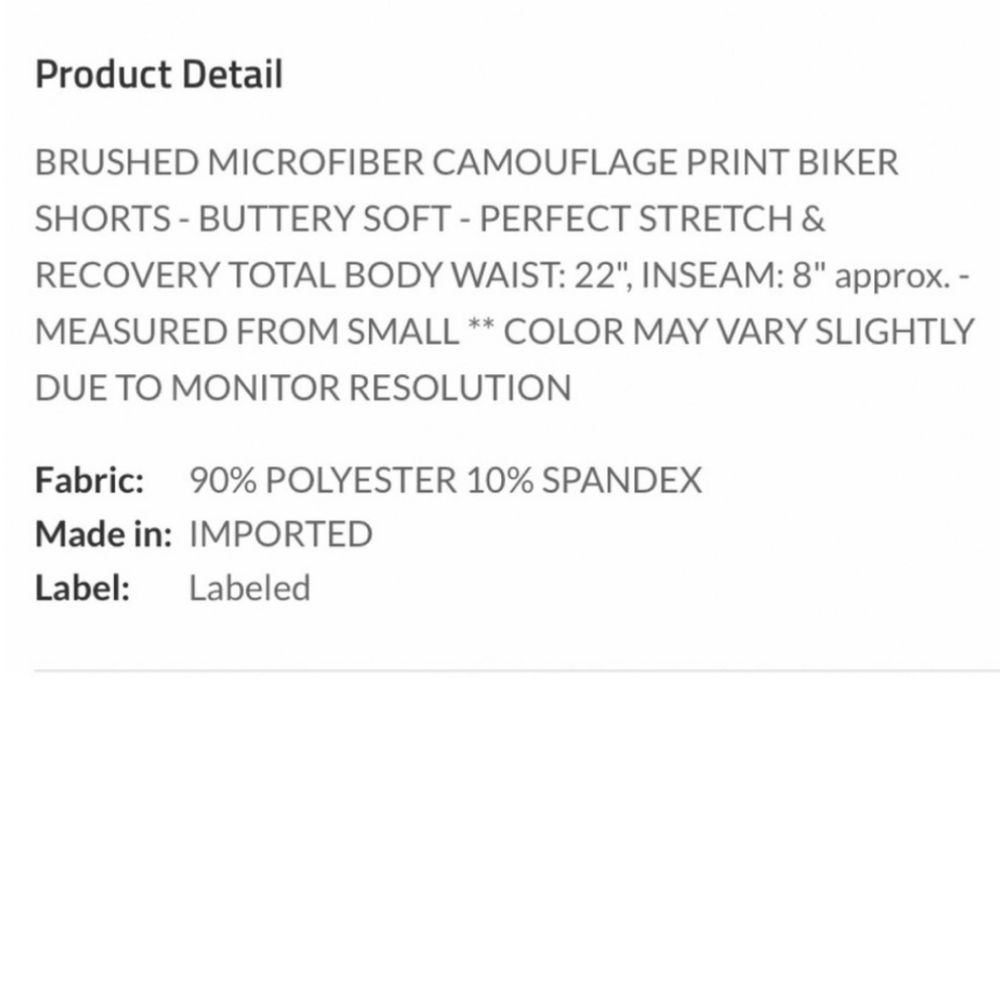 Zenana High Waist Butter Camo Biker Shorts - Picture 3 of 10